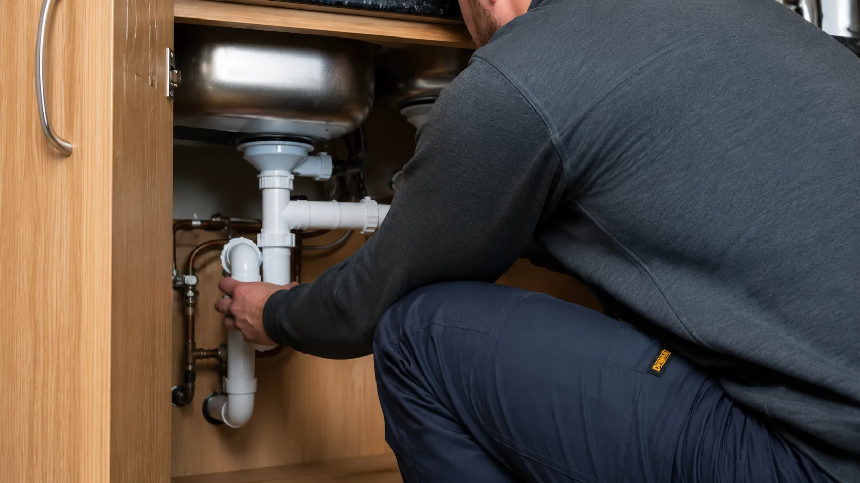 Plumber repairing a sink in Bromley